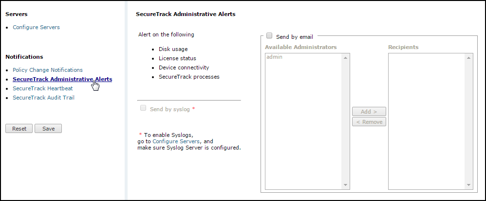 Administrative Alerts