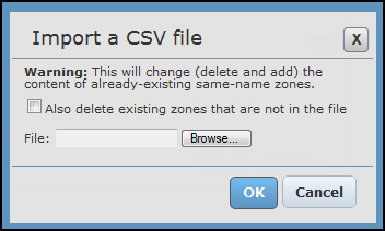 Import csv zones