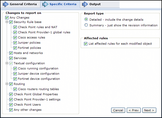 New revision report specific