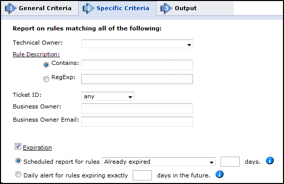 Rule documentation report specific