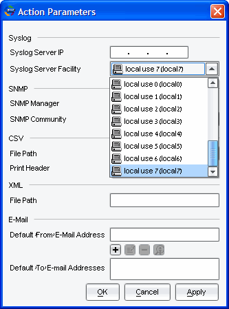 NSM Action Parameters Fields