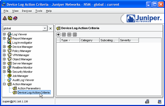 NSM Device Log Action