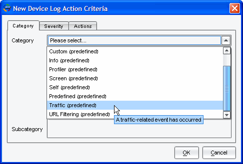 NSM Device Log Action Category