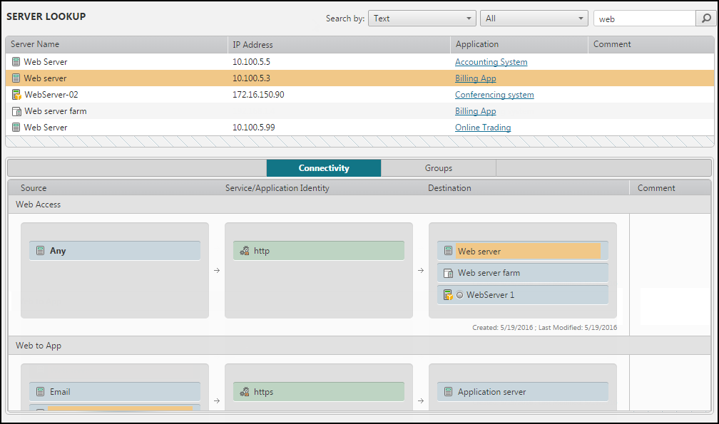 Server Search Finding Servers in Connections and Groups