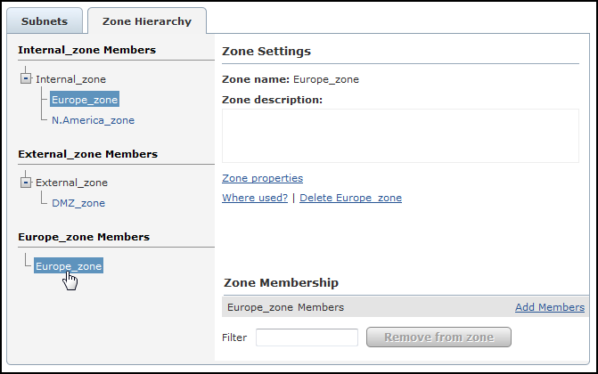 zone hierarchy settings and membership