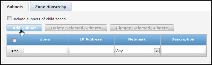 Add network zone subnet