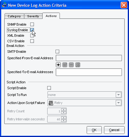 NSM Device Log Action Actions