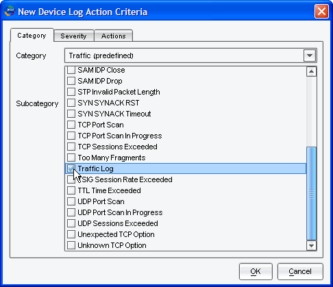 NSM Device Log Action subcategory