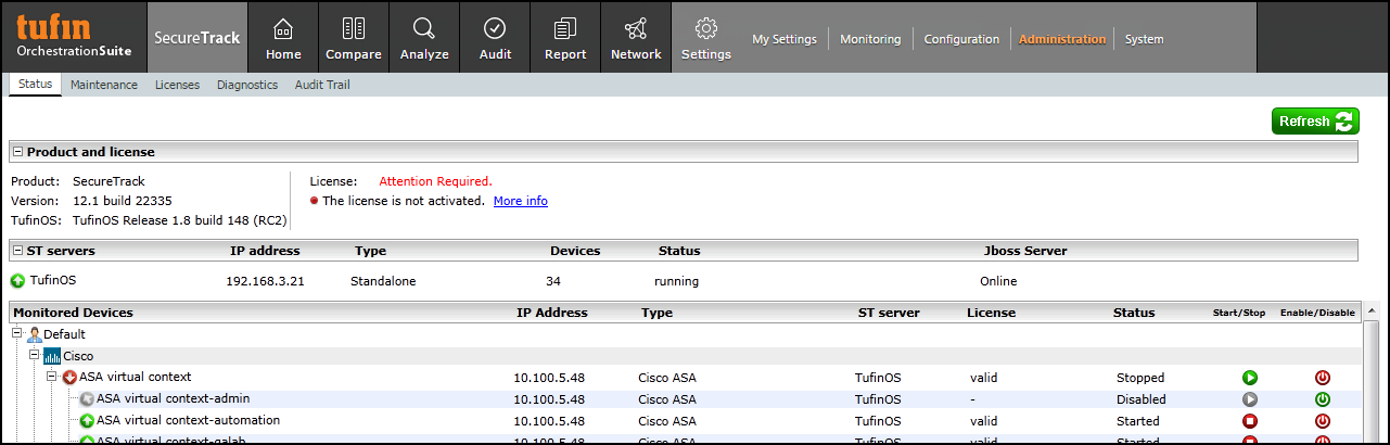 status monitoring st server