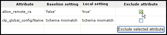 Baseline exclude setting